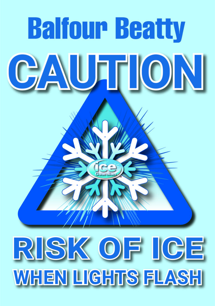 Ice Warning Sign - Belfour Beatty 